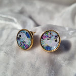 Load image into Gallery viewer, Circle Stud Earrings &#39;Blue&#39;
