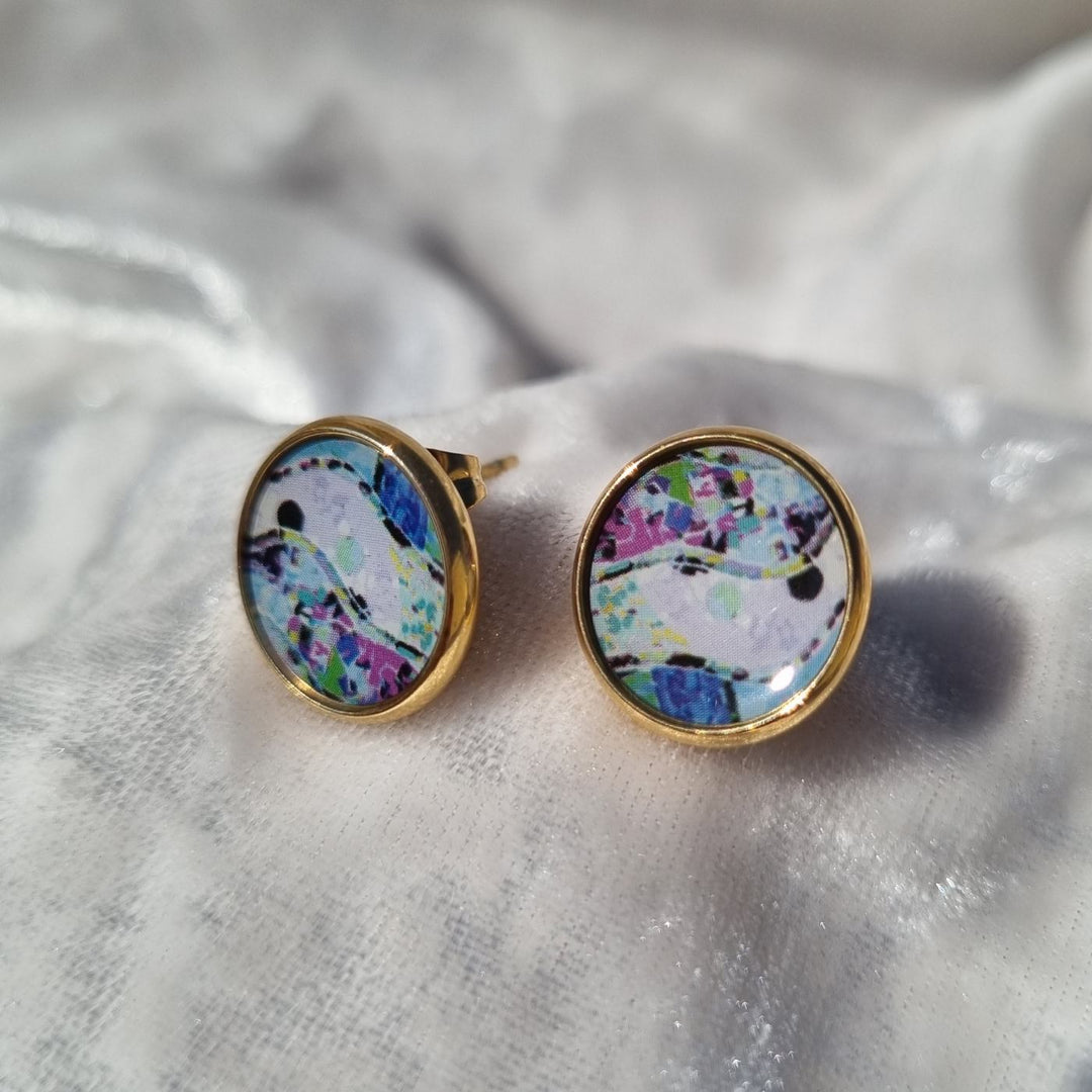 Circle Stud Earrings 'Blue'