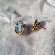 Circle Stud Earrings 'Blue'